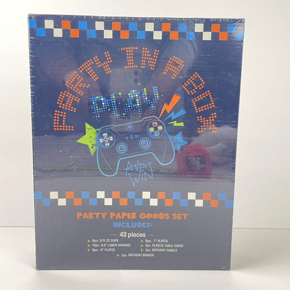 New! "Play and Win" Gamer Party In A Box - 43 Piece Birthday Set